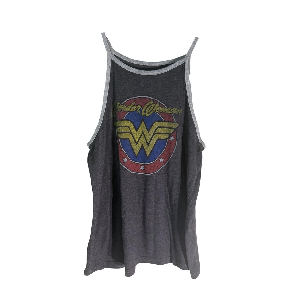 DC Originals Tank Womens XS Gray Wonder Woman Halter Camisole Graphic Jersey
